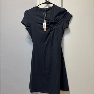 Skims Black Heart-Cutout Short Sleeve Dress - Women's